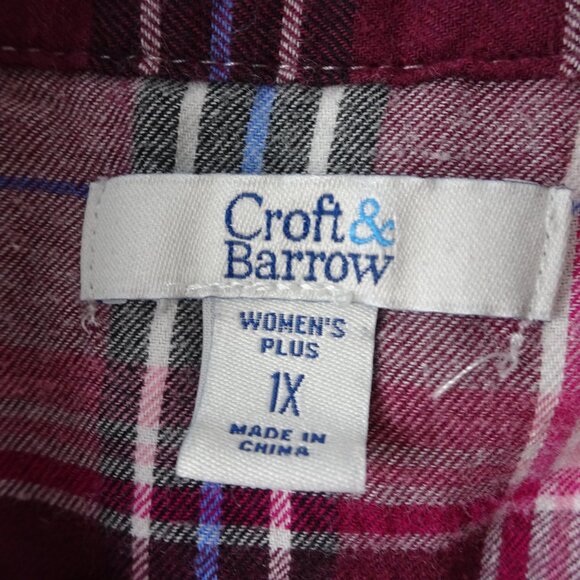 Croft & Barrow Women Plaid Button Up Top Size 1X - Picture 6 of 9